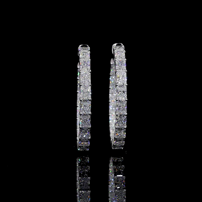 7.26 CTTW Radiant Lab Diamond Hoops Earring 14k White Gold F Color and VS2 Clarity jewelry-spot-usa