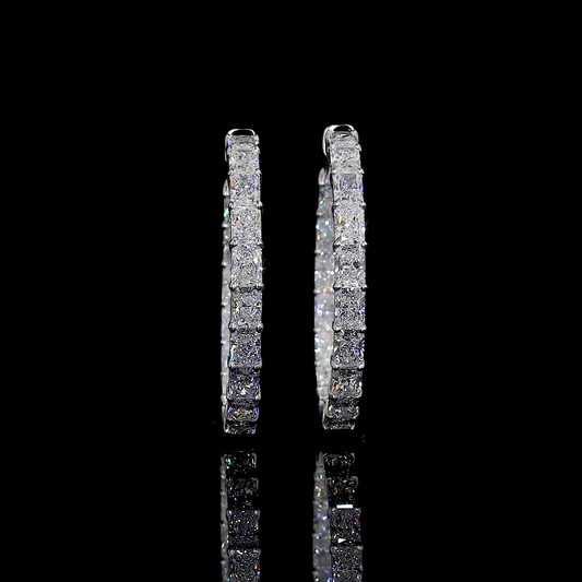 7.26 CTTW Radiant Lab Diamond Hoops Earring 14k White Gold F Color and VS2 Clarity jewelry-spot-usa