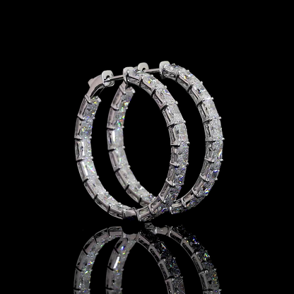 7.26 CTTW Radiant Lab Diamond Hoops Earring 14k White Gold F Color and VS2 Clarity jewelry-spot-usa