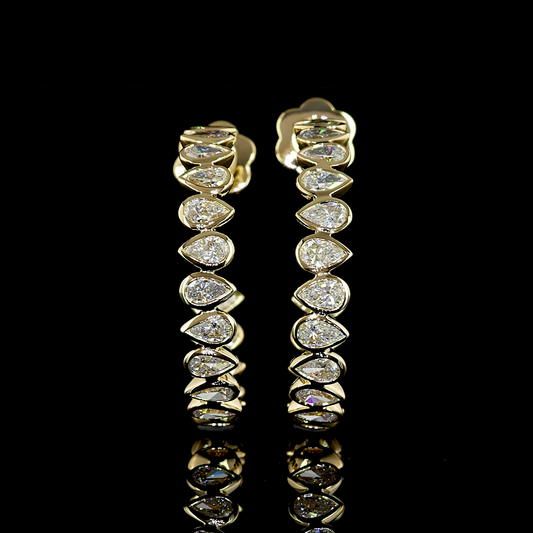 2.75 CTTW Pear Lab Diamond C Hoops Earring (E Color and VS1 Clarity)