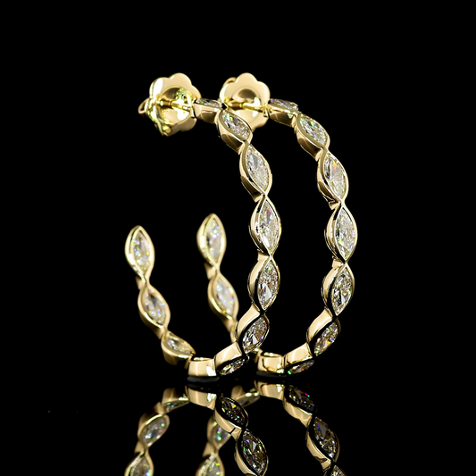 3.13 CTTW Marquise Lab Diamond C Hoops Earring (F Color and VS1 Clarity)