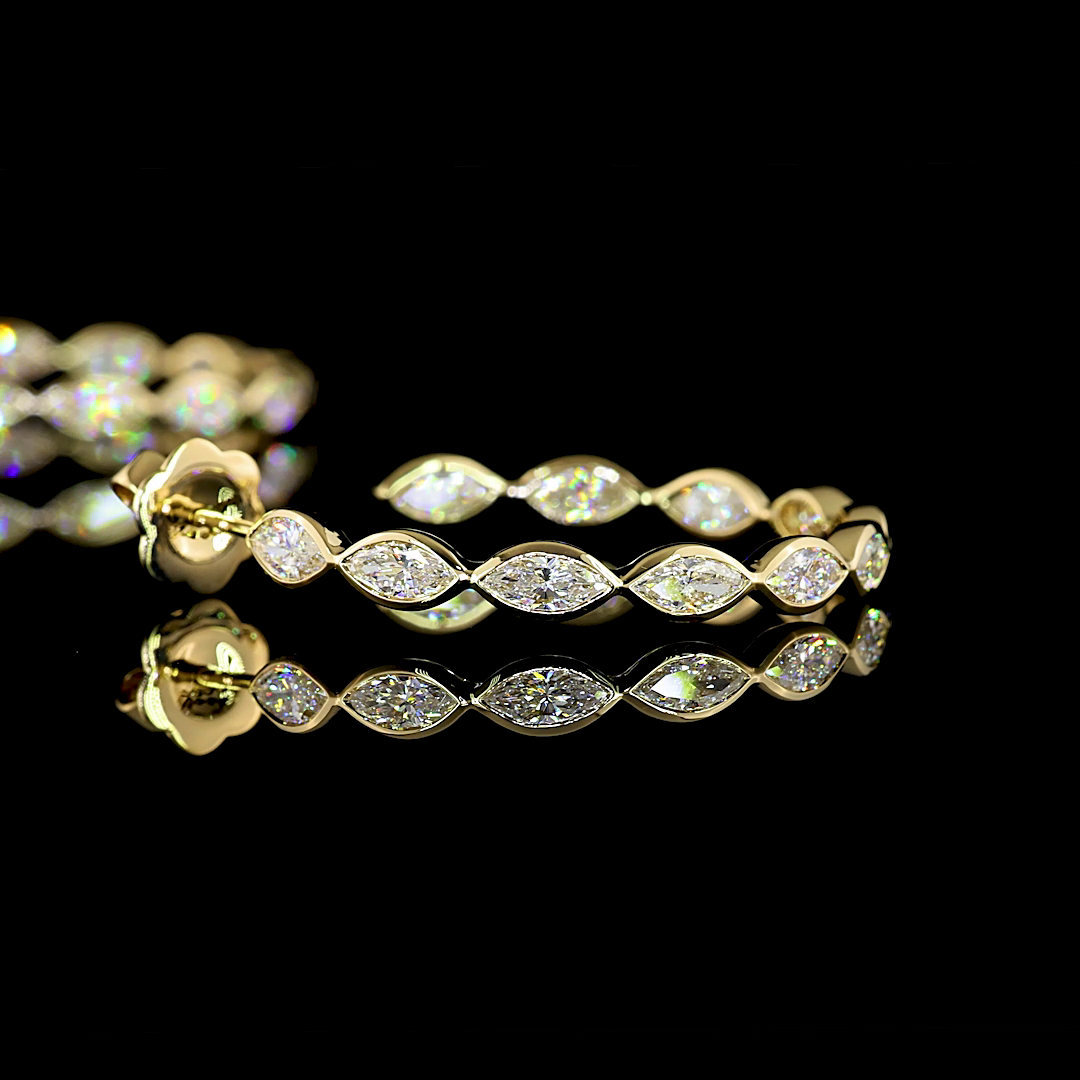 3.13 CTTW Marquise Lab Diamond C Hoops Earring (F Color and VS1 Clarity)