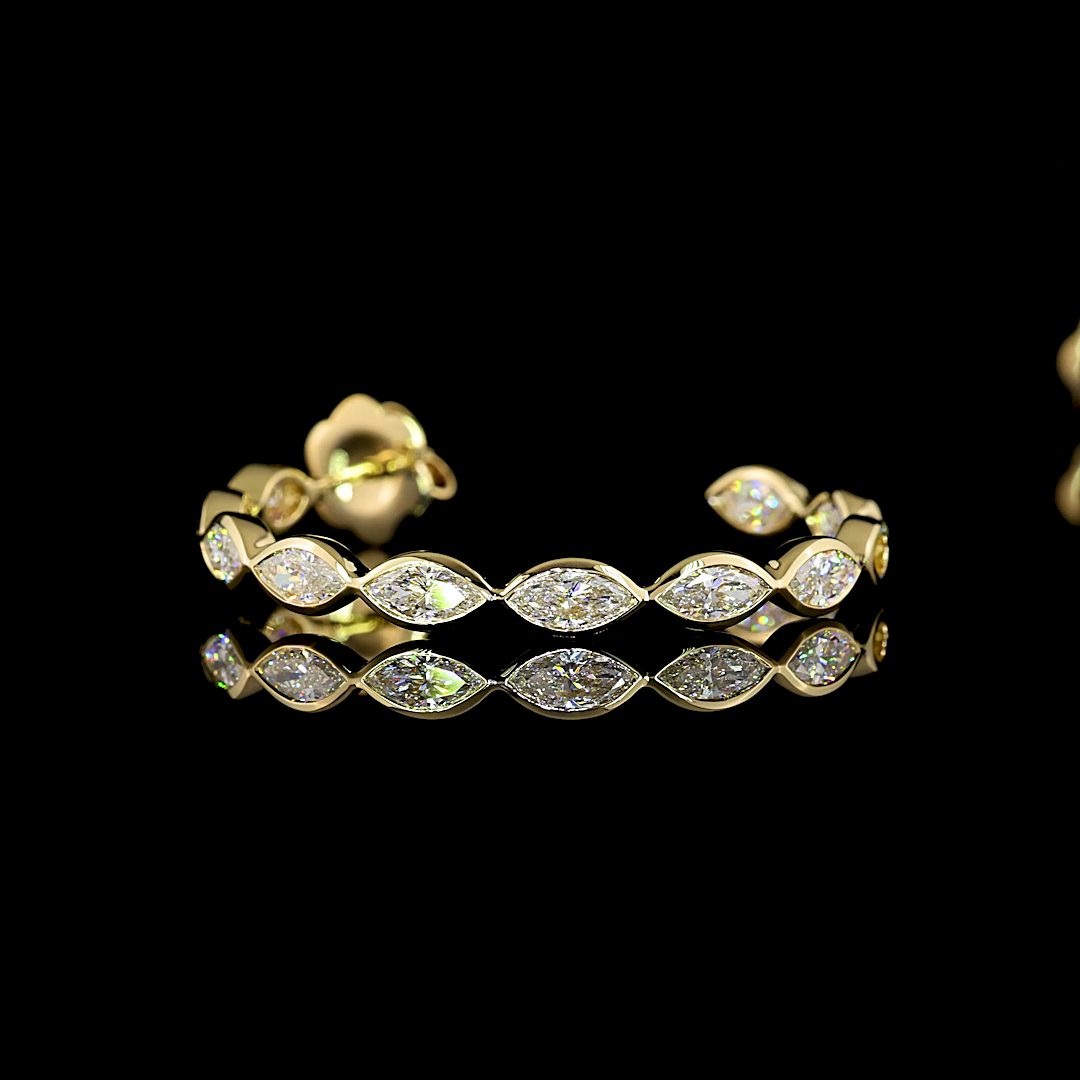 3.13 CTTW Marquise Lab Diamond C Hoops Earring (F Color and VS1 Clarity)