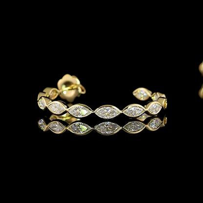 3.13 CTTW Marquise Lab Diamond C Hoops Earring (F Color and VS1 Clarity)