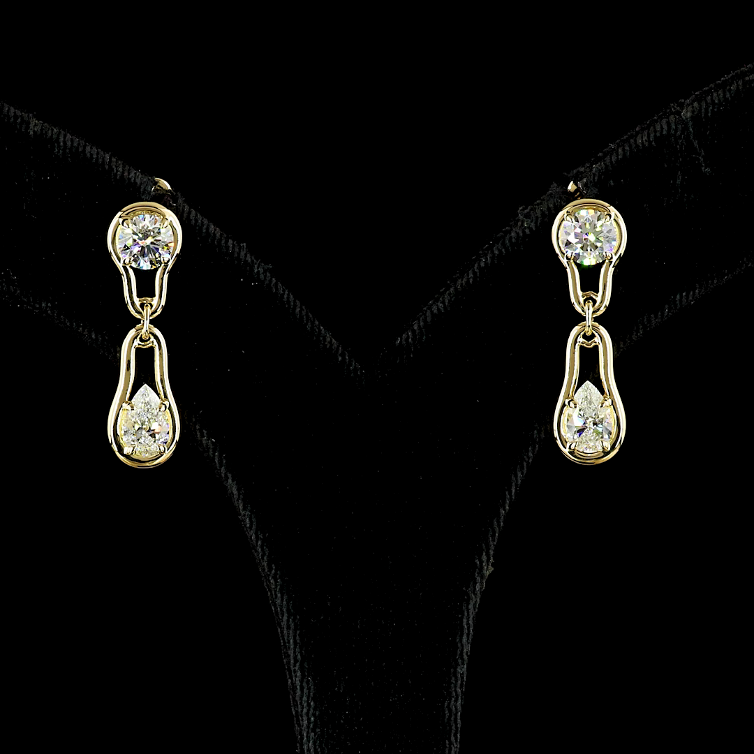 2.09 CTTW Pear Lab Diamond Hanging Earring (E Color and VS Clarity)