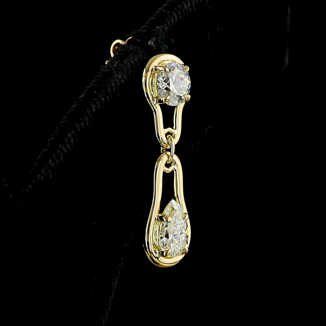 2.09 CTTW Pear Lab Diamond Hanging Earring (E Color and VS Clarity)