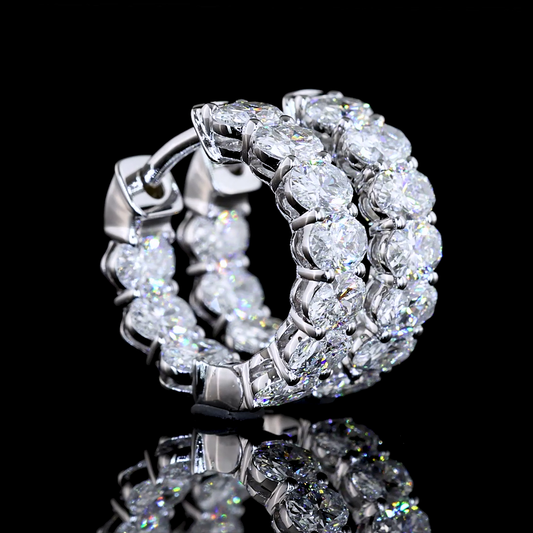 2.00 CTTW Oval Lab Diamond Huggies Earring 14.1mm 14k White Gold E Color and VS Clarity jewelry-spot-usa