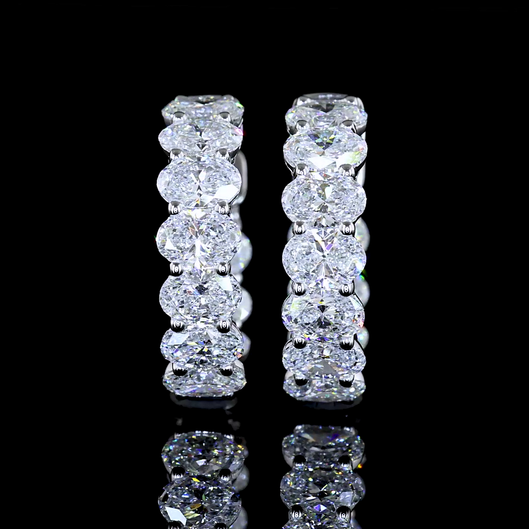 2.00 CTTW Oval Lab Diamond Huggies Earring 14.1mm 14k White Gold E Color and VS Clarity jewelry-spot-usa