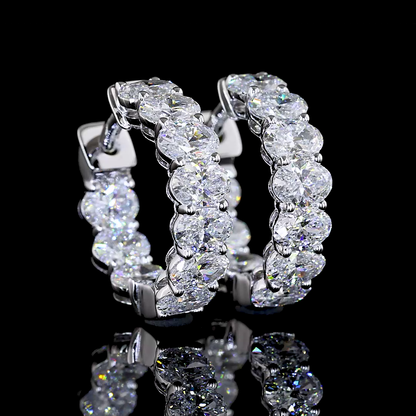 1.92 CTTW Oval Lab Diamond Huggies Earring 14.1mm 14k White Gold E Color and VS/VS2 Clarity jewelry-spot-usa