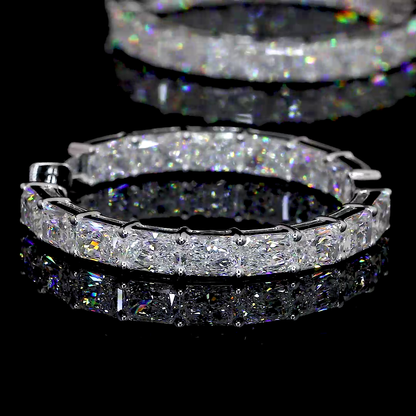 10.19 CTTW Radiant Lab Diamond Hoops Earring 32mm 14k White Gold F Color and VS2 Clarity jewelry-spot-usa