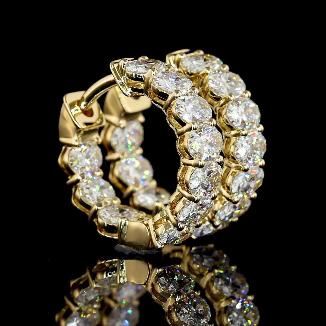 1.95 CTTW Oval Lab Diamond Huggies Earring 14.1mm 14k Yellow Gold E Color and VS Clarity jewelry-spot-usa