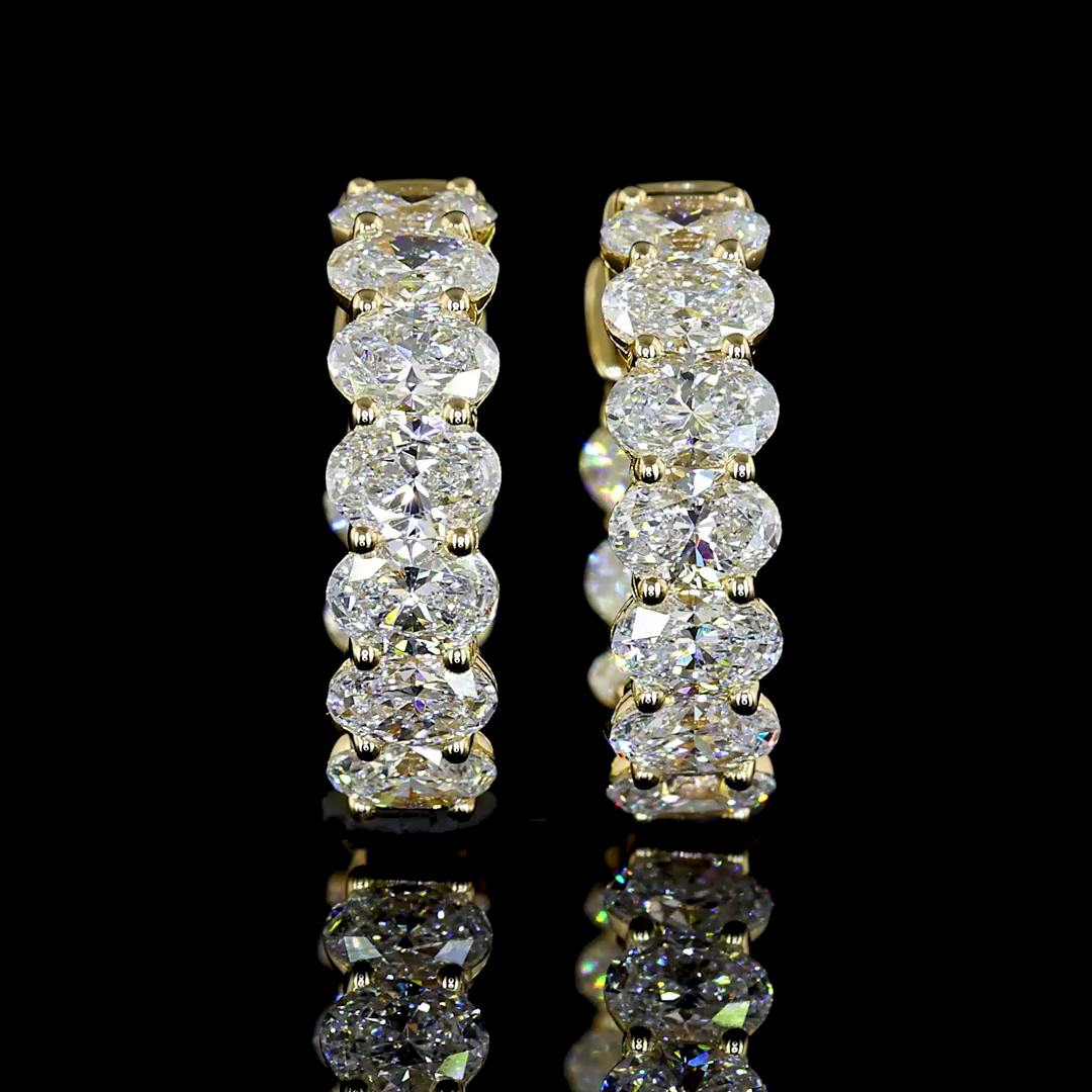 1.95 CTTW Oval Lab Diamond Huggies Earring 14.1mm 14k Yellow Gold E Color and VS Clarity jewelry-spot-usa