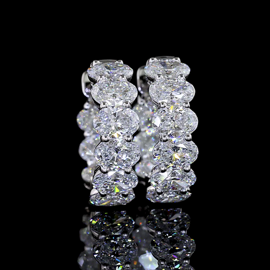 3.46 CTTW Oval Lab Diamond Huggies Earring 15.15mm 14k White Gold E Color and VS Clarity jewelry-spot-usa