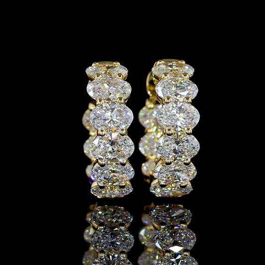 3.50 CTTW Oval Lab Diamond Huggies Earring 14.82mm 14k Yellow Gold E Color and VS Clarity jewelry-spot-usa