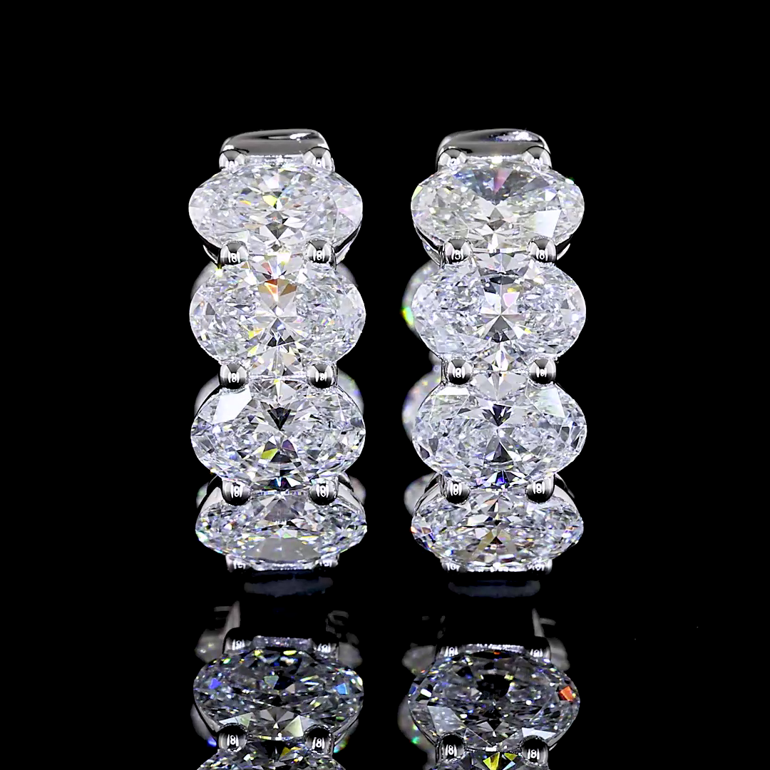 3.91 CTTW Oval Lab Diamond Huggies Earring (E Color and VS Clarity)