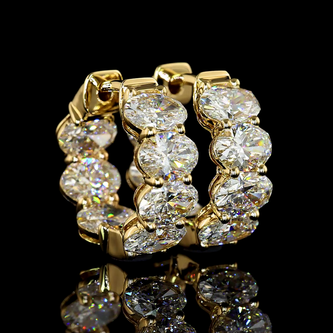 4.01 CTTW Oval Lab Diamond Huggies Earring 14.82mm 14k Yellow Gold E Color and VS/VS1 Clarity jewelry-spot-usa