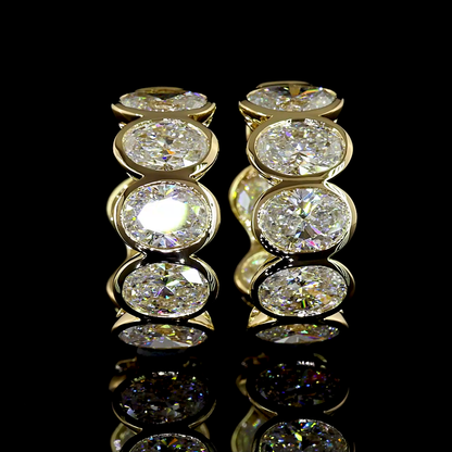 1.91 CTTW Oval Lab Diamond Huggies Earring 14k Yellow Gold E Color and VS/VS2 Clarity jewelry-spot-usa