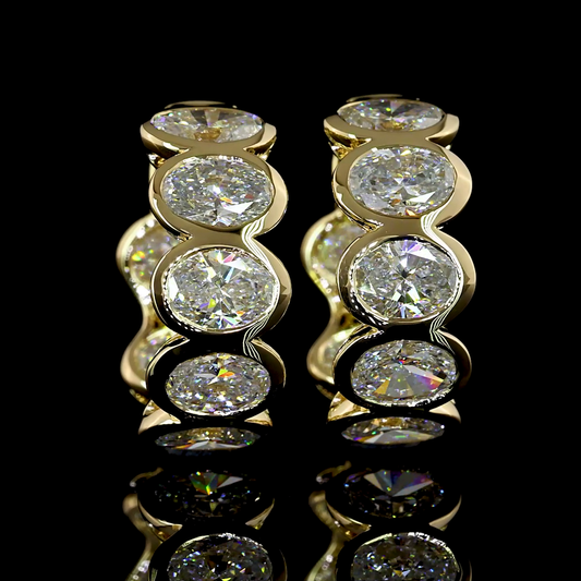 3.51 CTTW Oval Lab Diamond Huggies Earring 14.6mm 14k Yellow Gold E Color and VS/VS1 Clarity jewelry-spot-usa