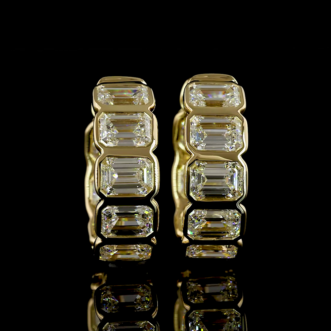 3.45 CTTW Emerald Lab Diamond Huggies Earring 14.5mm 14k Yellow Gold E Color and VS/VS2 Clarity jewelry-spot-usa