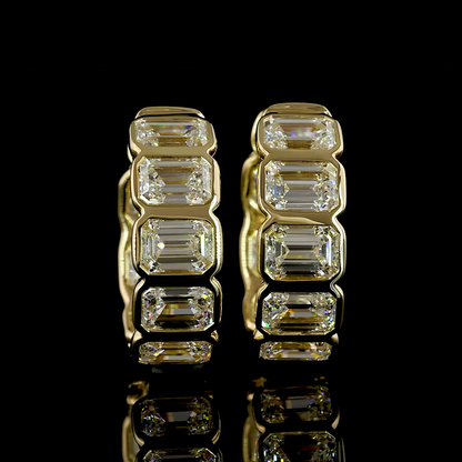 3.45 CTTW Emerald Lab Diamond Huggies Earring 14.5mm 14k Yellow Gold E Color and VS/VS2 Clarity jewelry-spot-usa