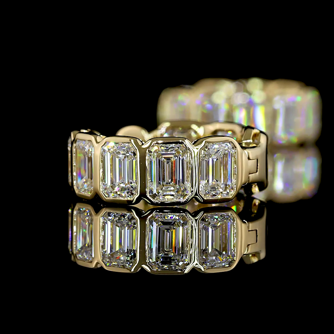 3.45 CTTW Emerald Lab Diamond Huggies Earring 14.5mm 14k Yellow Gold E Color and VS/VS2 Clarity jewelry-spot-usa