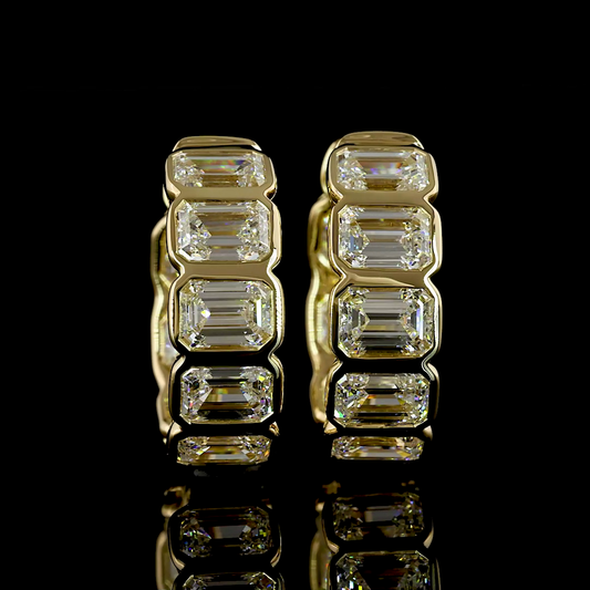 3.52 CTTW Emerald Lab Diamond Huggies Earring 15.51mm 14k Yellow Gold