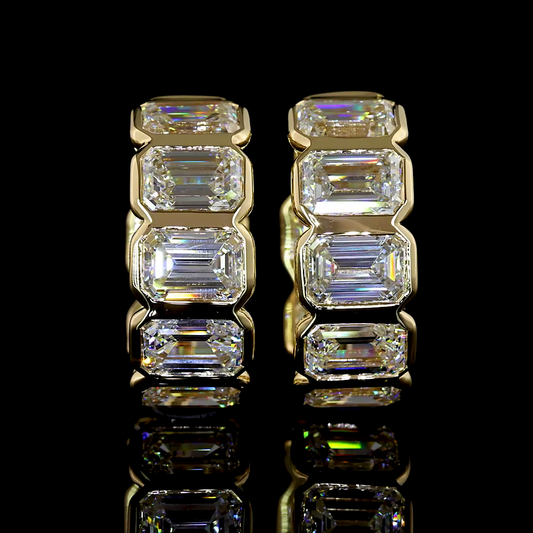 4.08 CTTW Emerald Lab Diamond Huggies Earring 14.6mm 14k Yellow Gold D/E Color and VS1/VS2 Clarity jewelry-spot-usa