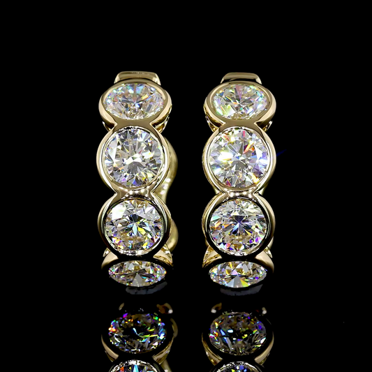3.51 CTTW Round Lab Diamond Huggies Earring 16mm 14k Yellow Gold E Color and VS/VS1/VS2 Clarity jewelry-spot-usa