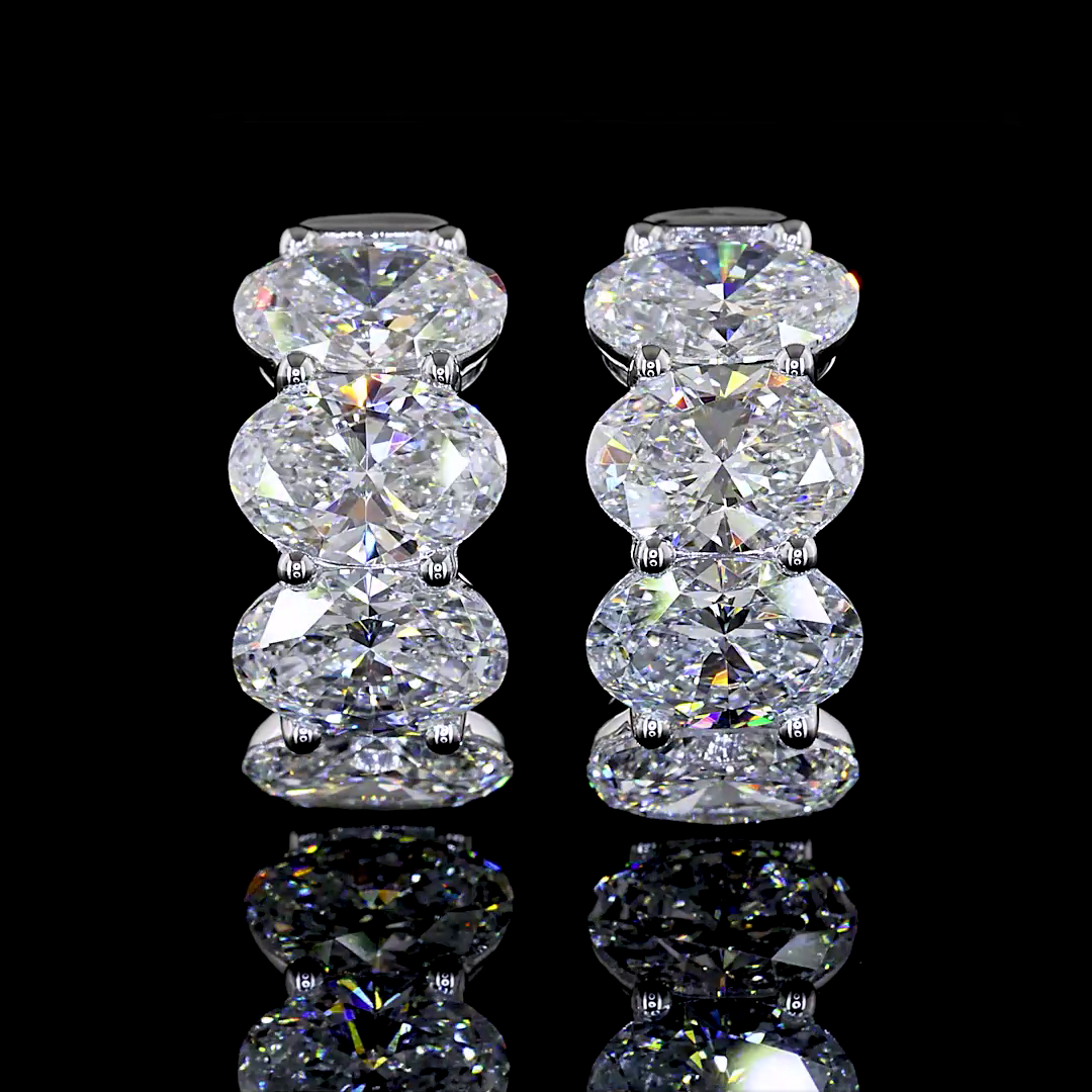 5.18 CTTW Oval Lab Diamond Huggies Earring 16.15mm 14k White Gold