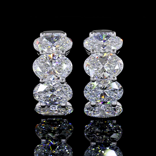 5.18 CTTW Oval Lab Diamond Huggies Earring 16.15mm 14k White Gold