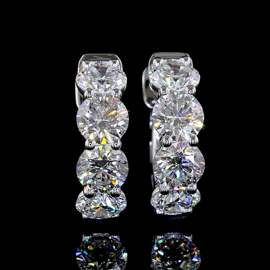 3.39 CTTW Round Lab Diamond Huggies Earring 15.85mm 14k White Gold