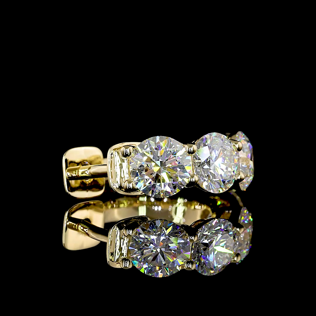 3.44 CTTW Round Lab Diamond Huggies Earring (E Color and VS2 Clarity)