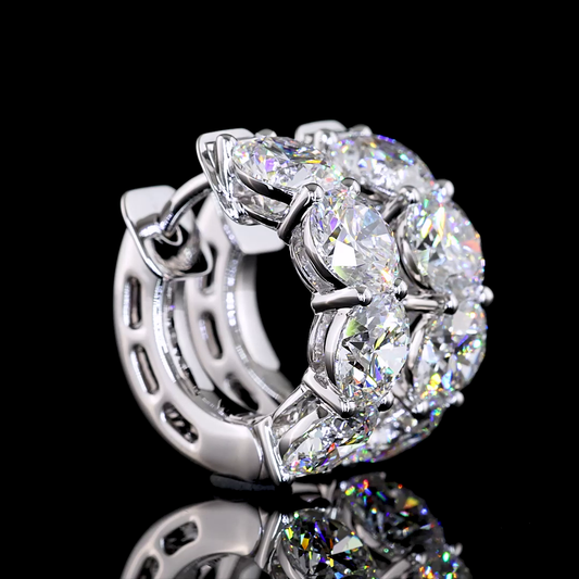 4.94 CTTW Round Lab Diamond Huggies Earring 17.3mm 14k White Gold E Color and VS Clarity jewelry-spot-usa