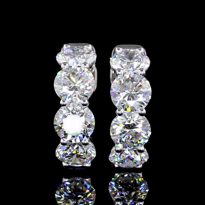 4.94 CTTW Round Lab Diamond Huggies Earring 17.3mm 14k White Gold E Color and VS Clarity jewelry-spot-usa