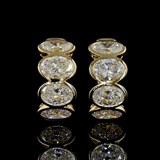 3.62 CTTW Oval Lab Diamond Huggies Earring 15.86mm 14k Yellow Gold E Color and VS Clarity jewelry-spot-usa
