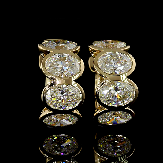 5.07 CTTW Oval Lab Diamond Huggies Earring 16.42mm 14k Yellow Gold E Color and VS Clarity jewelry-spot-usa