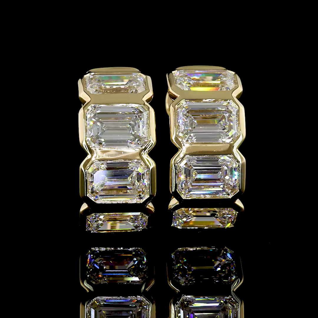 3.51 CTTW Emerald Lab Diamond Huggies Earring 14.5mm 14k Yellow Gold E Color and VS Clarity jewelry-spot-usa