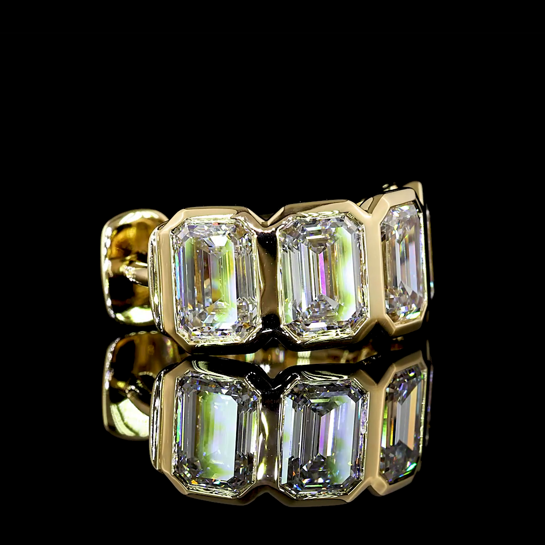 3.51 CTTW Emerald Lab Diamond Huggies Earring 14.5mm 14k Yellow Gold E Color and VS Clarity jewelry-spot-usa