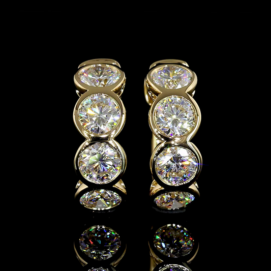 2.00 CTTW Round Lab Diamond Huggies Earring 14.84mm 14k Yellow Gold (E Color and VS Clarity)