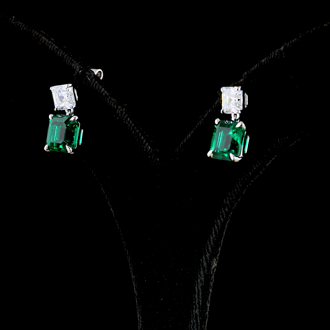 5.75 CTTW Asscher Lab Diamond Hanging Earring (VS Clarity)