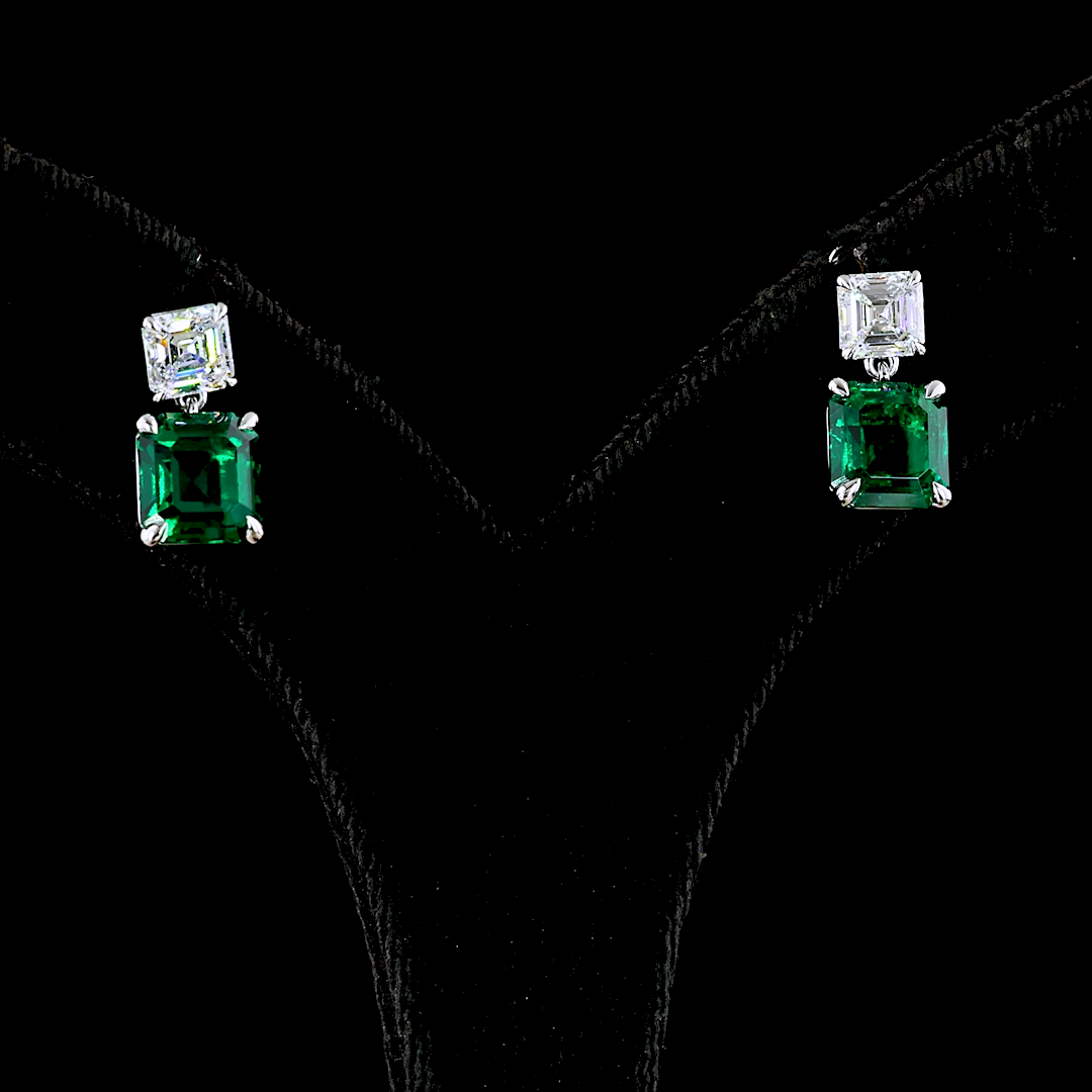 5.75 CTTW Asscher Lab Diamond Hanging Earring (VS Clarity)