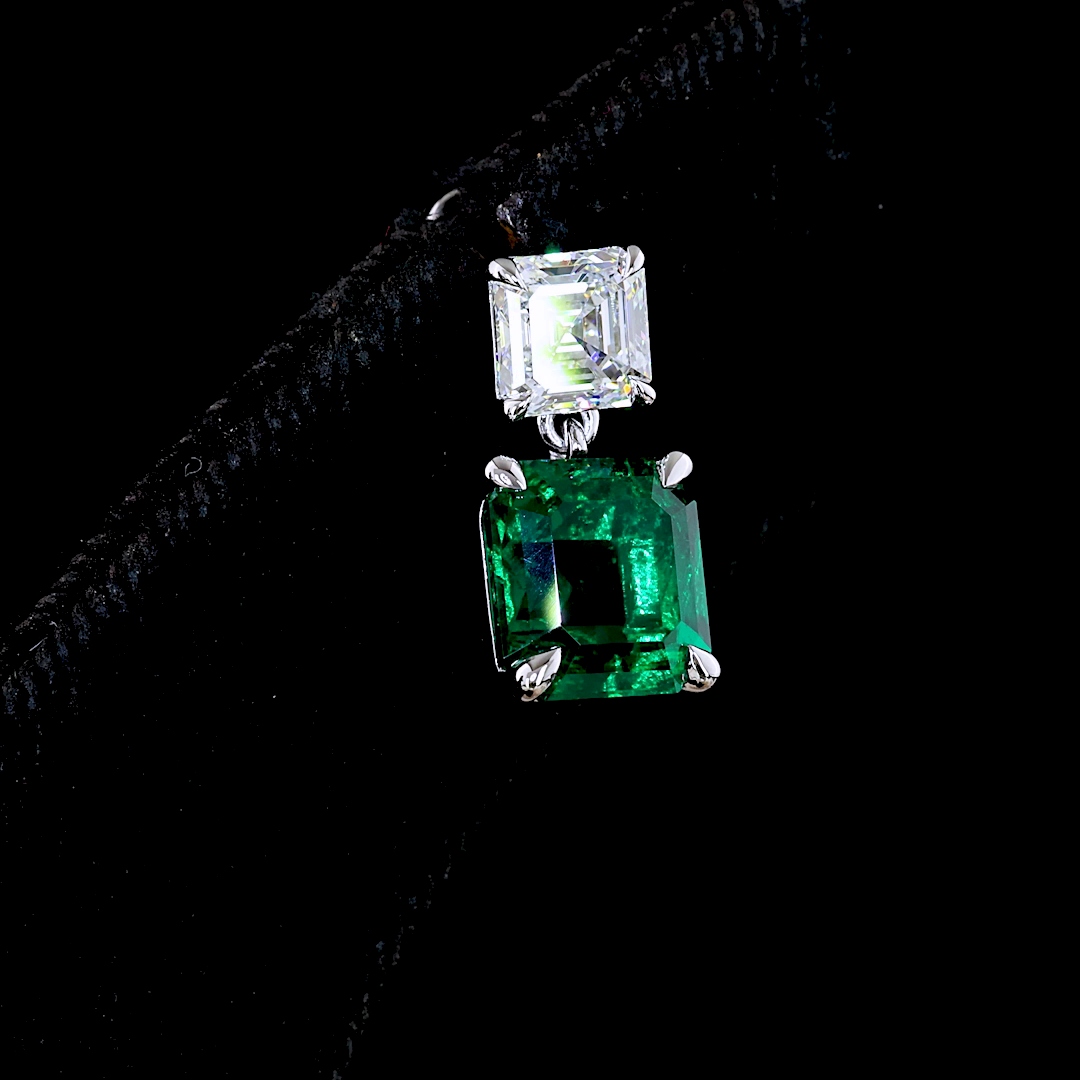 5.75 CTTW Asscher Lab Grown Diamond Hanging Earring Size 15 (VS Clarity)