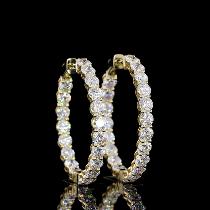 4.45 CTTW Round Lab Grown Diamond Hoops Earring 30mm (E Color and VS1 Clarity)