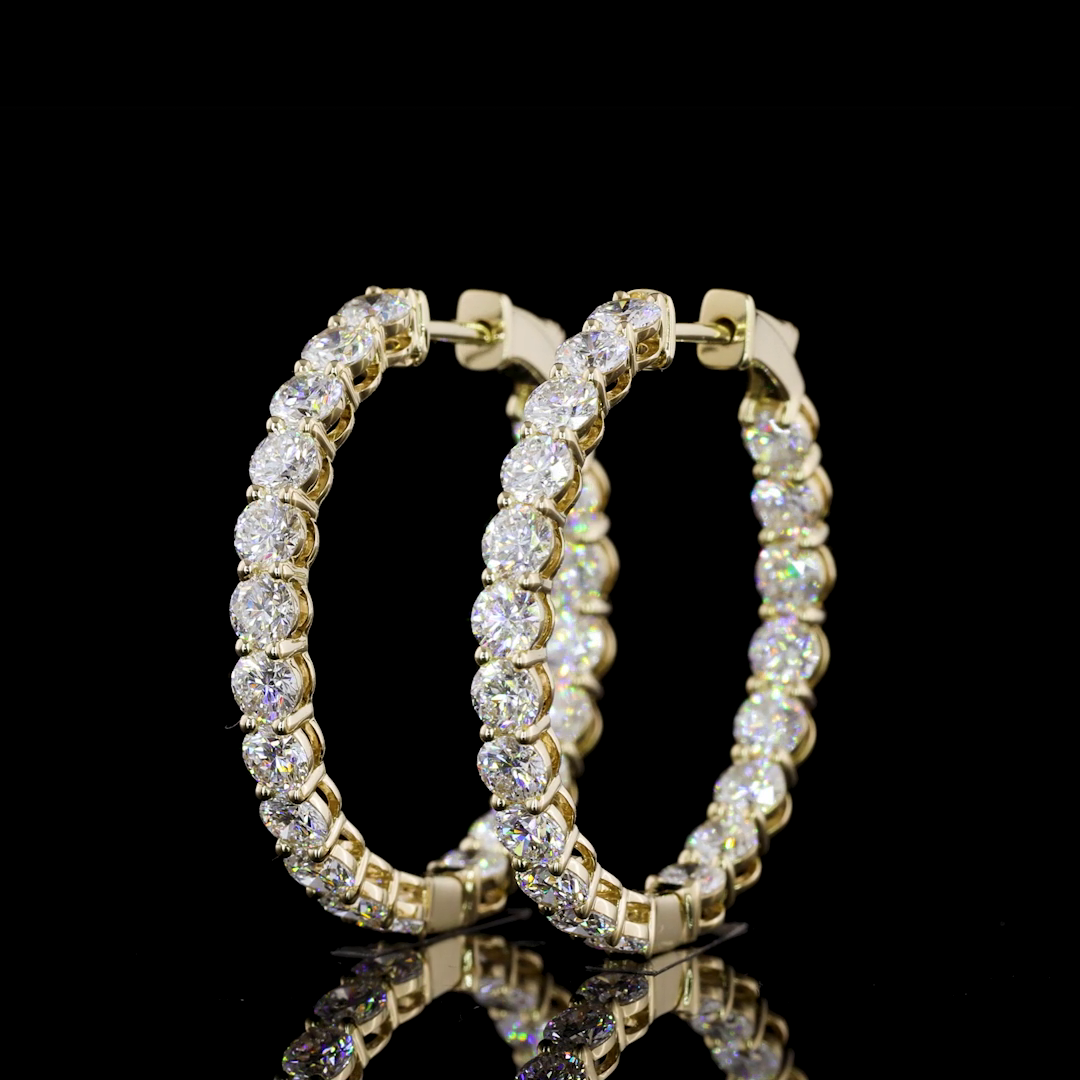 4.45 CTTW Round Lab Grown Diamond Hoops Earring 30mm (E Color and VS1 Clarity)