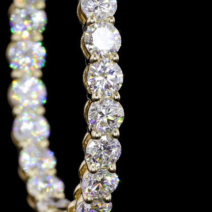 4.45 CTTW Round Lab Grown Diamond Hoops Earring 30mm (E Color and VS1 Clarity)