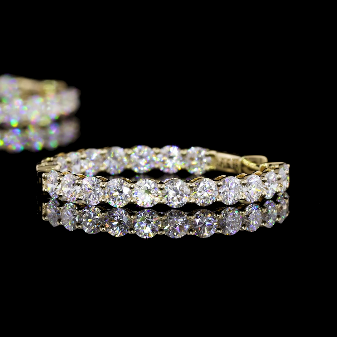 4.45 CTTW Round Lab Grown Diamond Hoops Earring 30mm (E Color and VS1 Clarity)