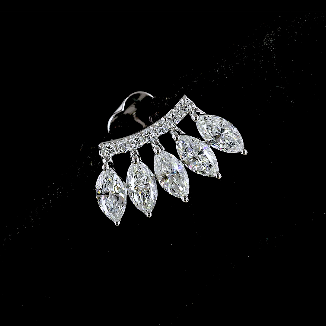 1.27 CTTW Marquise Lab Diamond Crawler Earring 14k White Gold (E Color and VS Clarity)