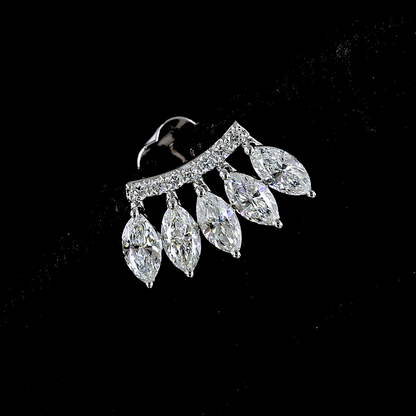 1.27 CTTW Marquise Lab Diamond Crawler Earring 14k White Gold (E Color and VS Clarity)