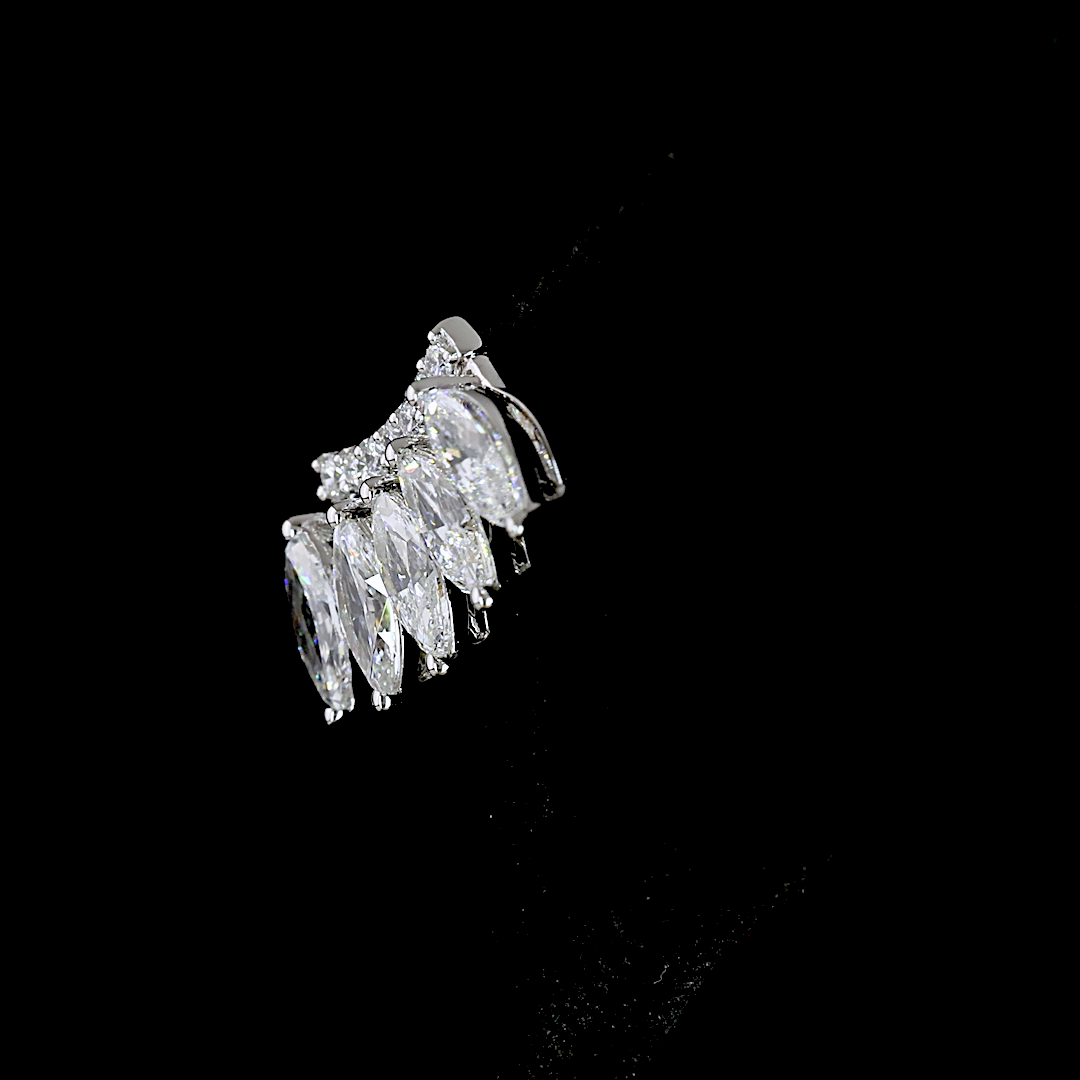 1.27 CTTW Marquise Lab Diamond Crawler Earring 14k White Gold (E Color and VS Clarity)