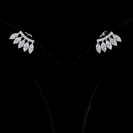 1.35 CTTW Marquise Lab Diamond Crawler Earring 14k White Gold E Color and VS Clarity jewelry-spot-usa